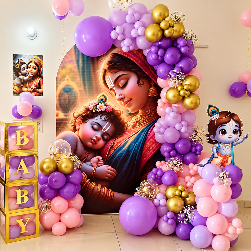Krishna Baby Shower Decor 💜🦚✨