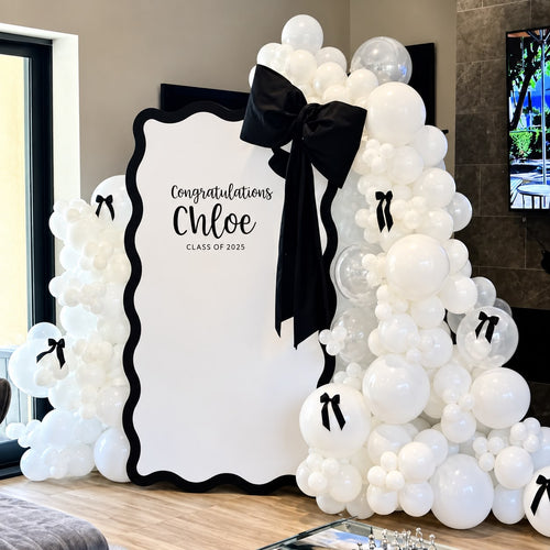 Black and white balloon decor